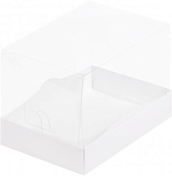 Коробка под  половину рулета 21 см *12 см *12 см Белая с пластиковой крышкой